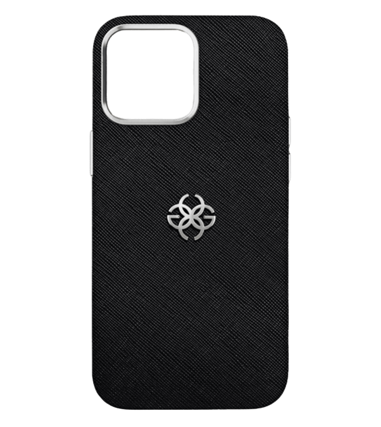 Чехол Golden Concept Saffiano Leather logo Silver For iPhone 15 Pro Max