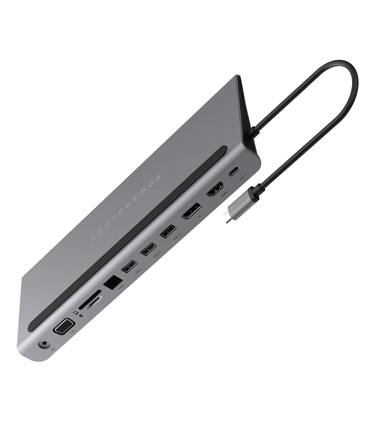 Хаб Powerology 11 in 1 Multi-Display USB-C Hub & Laptos Stand
