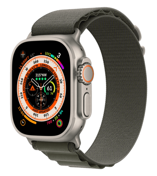 P/Y Apple Watch Ultra Titan korpusi, Yashil Alp halqasi 49MM