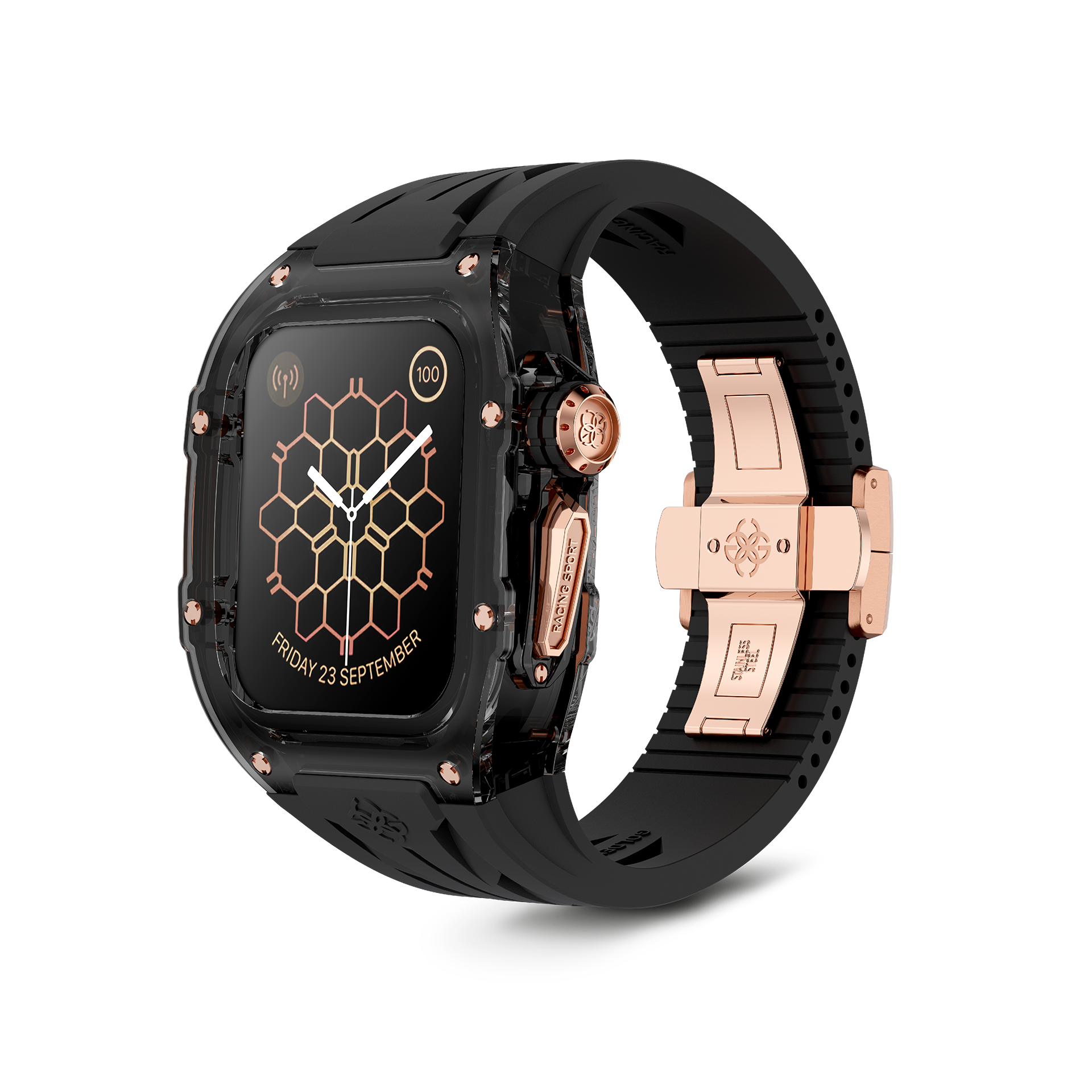 Корпус Golden Concept Apple Watch Case / Racing Sport  - SMOKEY BLACK ROSE GOLD 45 MM